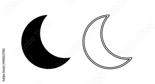Simple Crescent Moon Icon Representing Night, Islam, and Celestial Sky Vector Graphic