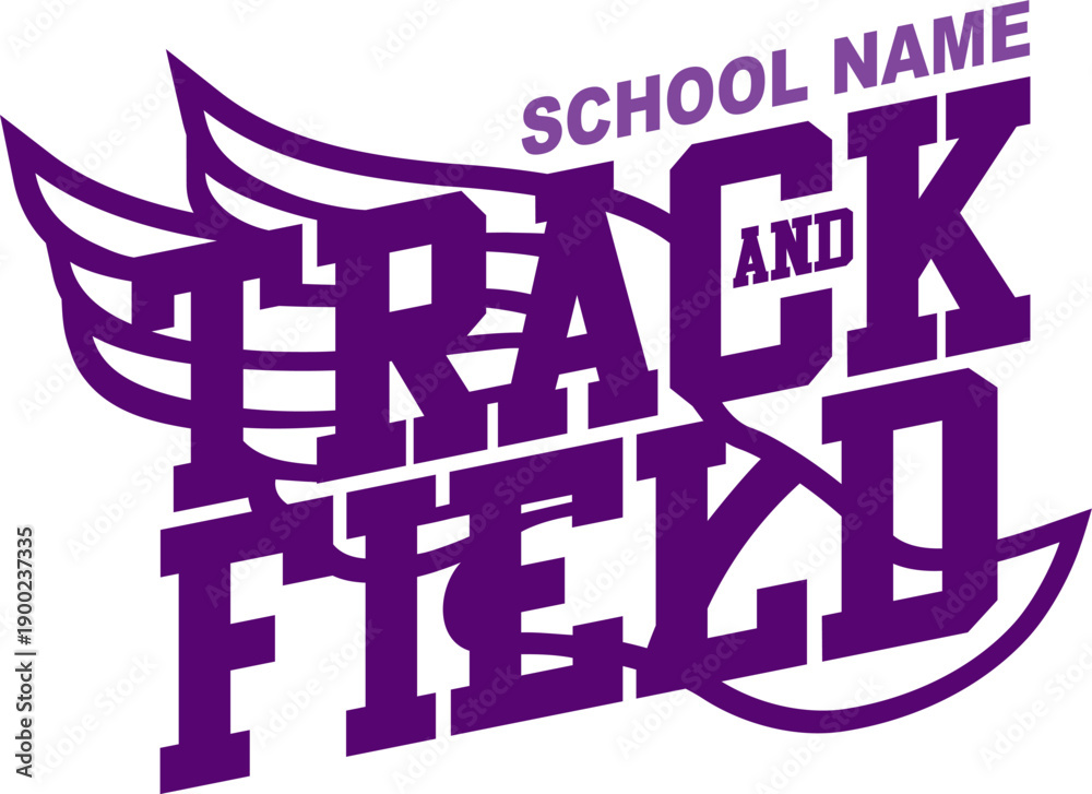 Obraz premium track and field team design with winged foot for school, college or league sports