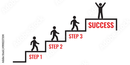 Step-by-Step Success Journey Illustration Personal Growth and Achievement Concept.