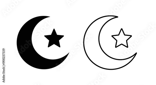 Islamic Crescent Moon and Star Symbol for Ramadan and Religious Events