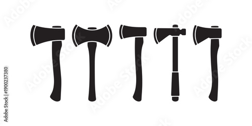 Axe and Hatchet Silhouette Icons Set Tool and Equipment Vector Collection.