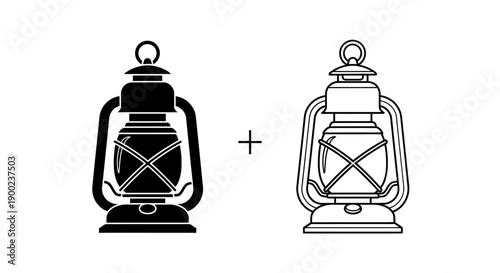 Retro Kerosene Lamp Vector Icon Vintage Hurricane Light Camping Classic Oil Lantern