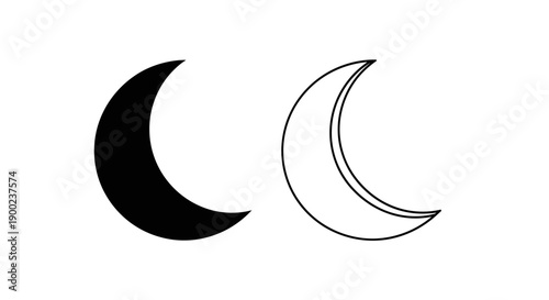 Simple Crescent Moon Vector Icon Night Sky Islamic Symbol Sleep Dream Celestial