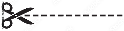 Scissors Cut Line Icon Minimalist Coupon and Trim Symbol.