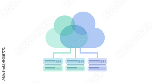 Cloud computing illustration of servers and network infrastructure concept for data storage