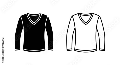 Comfortable V-Neck Sweater Vector Icon for Casual Wear and Fashion Apparel