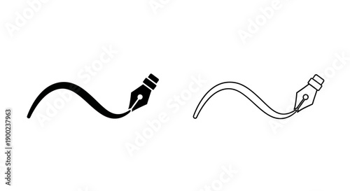 Elegant Fountain Pen Vector Icon Writing Smooth Line for Calligraphy and Art