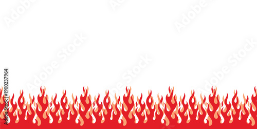 Red Flame Border Illustration Fire Pattern Decorative Vector Banner.