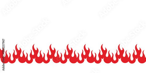 Red Flame Border Illustration Fire Pattern Decorative Vector Banner.