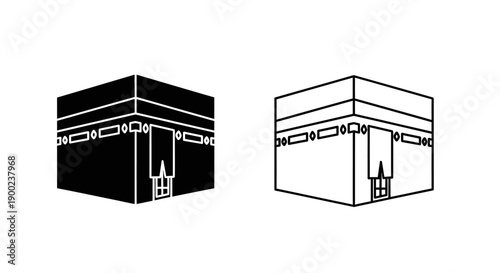Islamic Kaaba Holy Building Icon Vector Illustration for Ramadan and Hajj