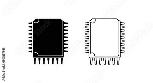Computer Processor Microchip CPU Hardware Vector Icon for Technology Design