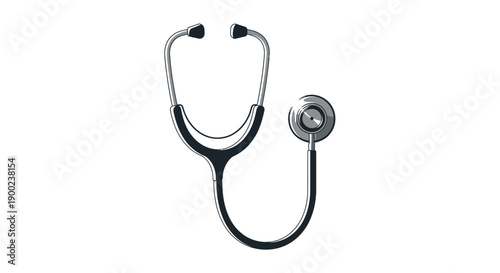 Stethoscope with realistic metallic and rubber textures, meticulously rendered against a pristine white background, symbolizing modern medical diagnostic tools and professional healthcare.