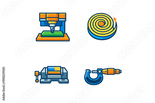 Various tools used in a workshop for machining and measuring tasks in a production environment during the day