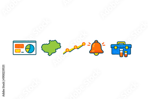 Graphs show data changes for a region with alerts in a toolkit showcasing analysis and progress