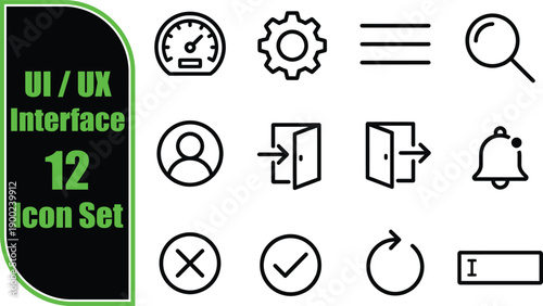 A collection of twelve distinct user interface and user experience icons for digital applications