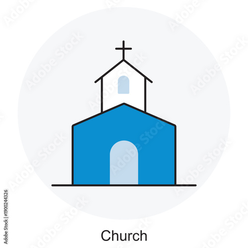 Church icon, Place of Worship, Sacred Christian Sanctuary, House of Prayer, Spiritual Fellowship Center, vector