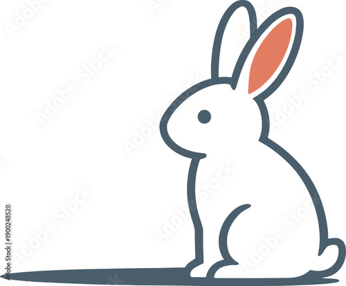 Slim bunny silhouette slightly tilted shown in side view highlighting ear-to-body proportion, arranged in the right third of a