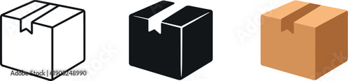Store operations context depicted as a sealed cardboard shipping box with crisp edges and taped top viewed straight on as a
