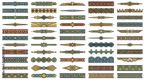 Retro Vector Page Dividers and Flourishes Bundle. Elegant Horizontal Text Breaks, Frames, and Geometric Ornaments for Design
