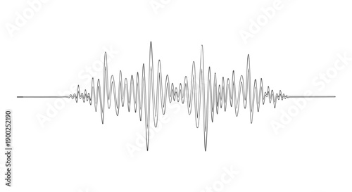 One continuous line art, abstract waveform graphic, representing sound or data visualization on a white background