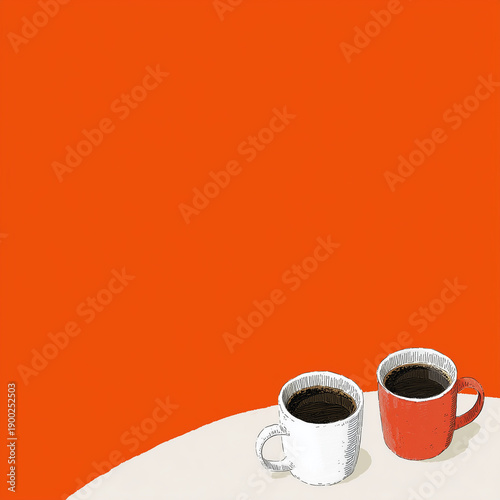 Contrast in warmth. Coffee shop banner, promo, ad, cozy home