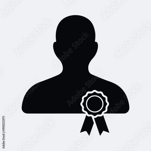 Certified expert user profile icon with quality badge silhouette vector illustration