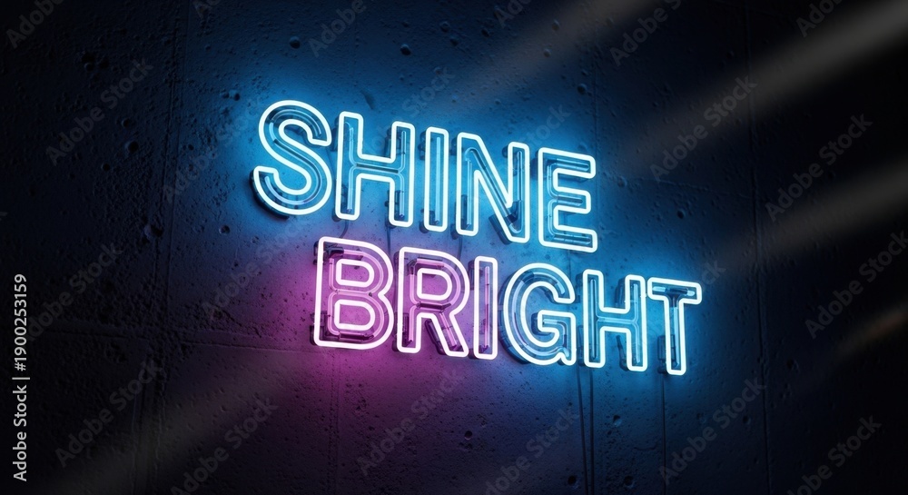 Fototapeta premium Shine Bright Neon Sign on Dark Wall