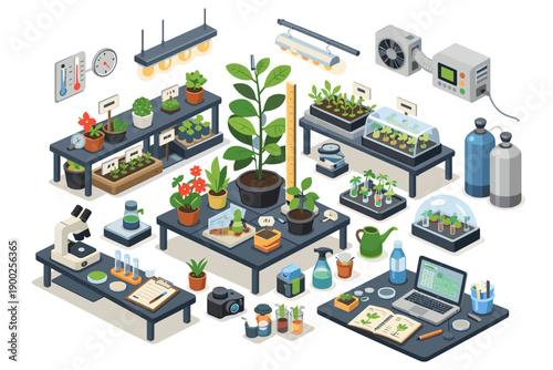 Modern laboratory setup for plant growth and scientific research experiments