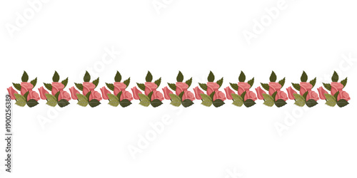 Border of light pink roses for your design.