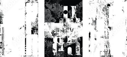 Glitch distorted geometric shape . Noise destroyed logo . Trendy cyber punk poster . Glitched frame .Grunge textured . Distressed effect .Vector shapes with a halftone dots screen print texture.
