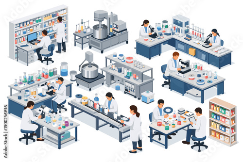 Scientists working in a modern laboratory with advanced equipment and research materials