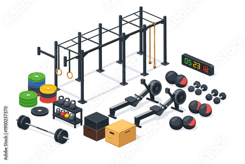 Isometric gym equipment collection for functional fitness and cross training workouts