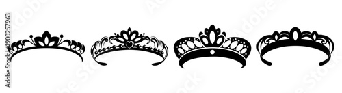 A set of elegant crown silhouettes in a minimalist vector design