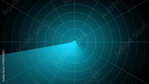 Abstract radar screen concept digital interface. Futuristic radar screen interface with cyan digital grid and scanning beam. Radar screen showing scan results, multiple targets detected.