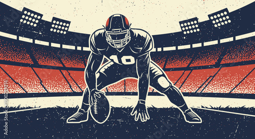 Dynamic grunge style football player in action at stadium