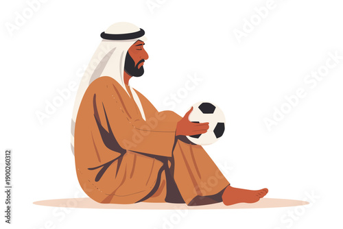 arabic man playing socer isolated