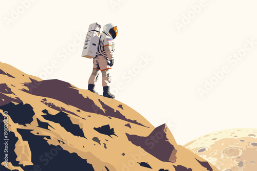 Astronaut Exploring a New Planet isolated