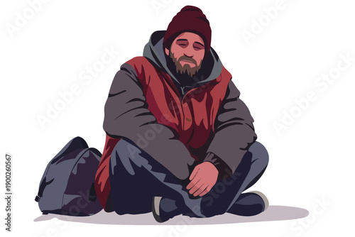 homeless man isolated