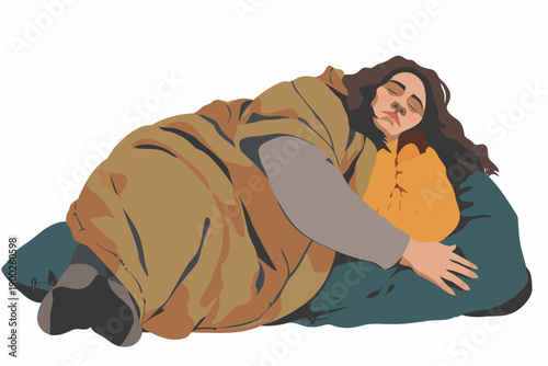 homeless overweight woman isolated