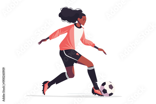 woman playing soccer isolated