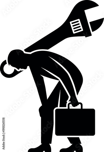 A stressed businessman is overwhelmed by the pressure of work and deadlines