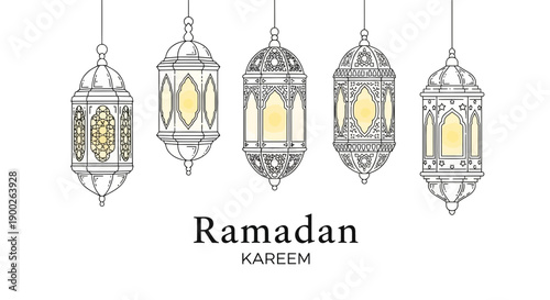 Ramadan Kareem Islamic Lanterns Hanging Decorative Ornate.