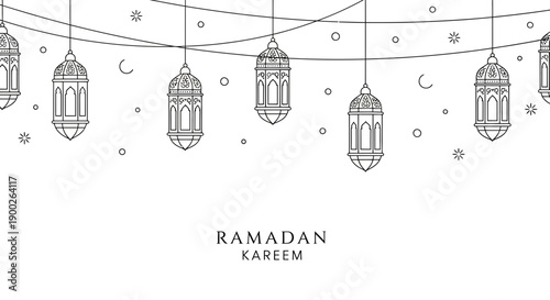 Ramadan Kareem Islamic Lanterns Festive Background.
