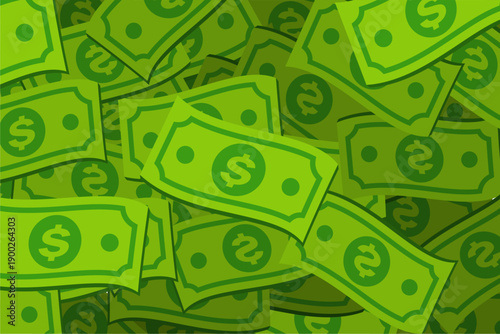 Money dollar bills green vector illustration flat design wealth success financial background scattered cash currency bank notes business investment profit concept for web banner marketing