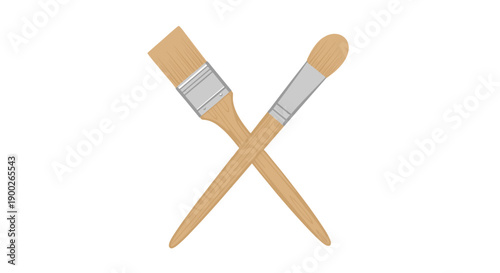 Pair of essential paint brushes, one flat and one pointed, crossed to symbolize artistic expression and craft.