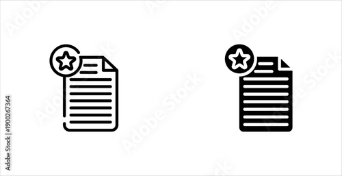 Favorite File Icon set Starred Document Symbols in Black and White Color Vector Design vector illustration.