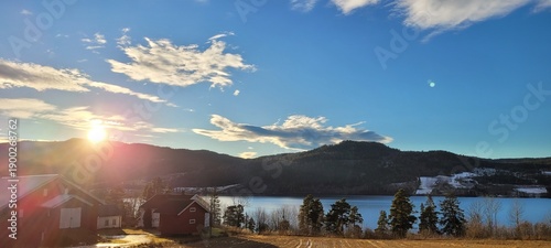 sunset over lake