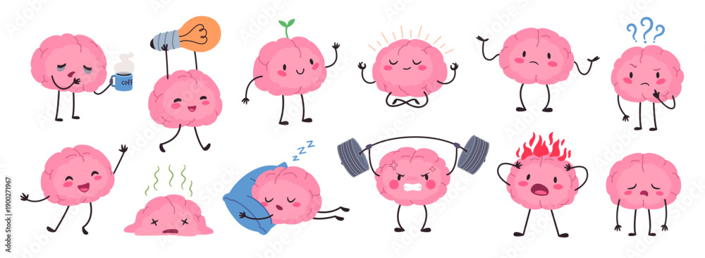 Foto Brain mascot character poses