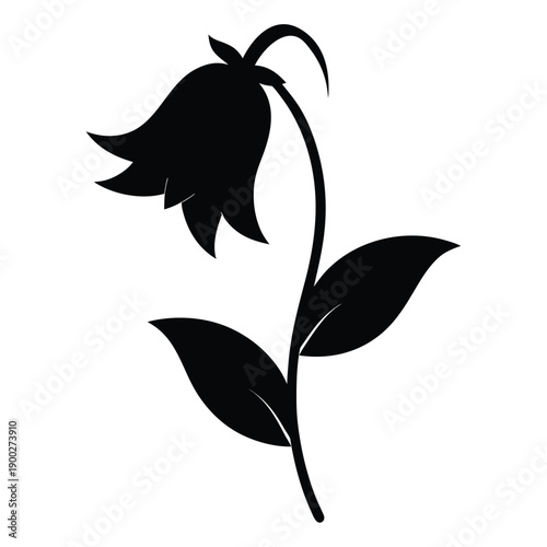 bellflower silhouette on white back ground