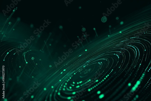 UI/UX technologic background wallpaper with circles of futuristic holografic green data